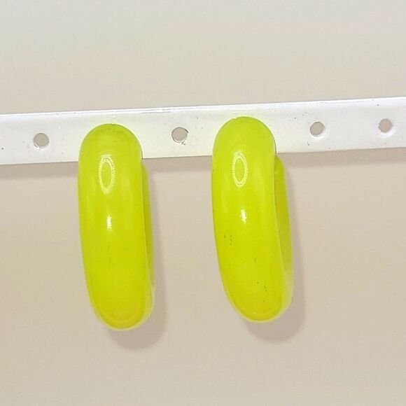 Lime Green Acrylic Hoop Earrings - Picture 4 of 4